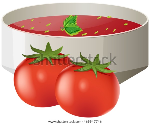 ボウルにトマトスープを入れたイラスト のベクター画像素材 ロイヤリティフリー