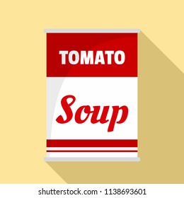Tomato soup can icon. Flat illustration of tomato soup can vector icon for web design