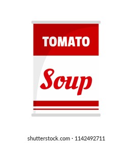 Tomato soup can icon. Flat illustration of tomato soup can vector icon for web isolated on white