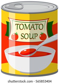 Tomato soup in can illustration