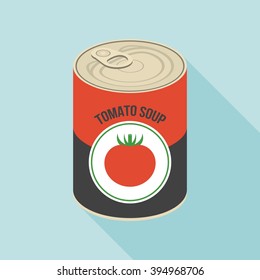 Tomato Soup Canned, Flat Design