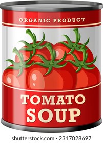 Tomato Soup in Food Can Vector illustration