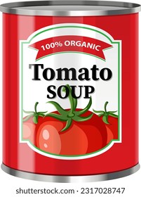 Tomato Soup in Food Can Vector illustration