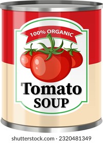 Tomato Soup in Food Can Vector illustration