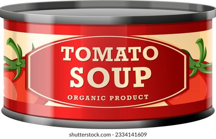 Tomato Soup in Food Can Vector illustration