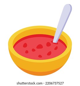 Tomatensuppe-Symbol. Isometrisch zur Tomatensuppe, Vektorsymbol für Webdesign einzeln auf weißem Hintergrund