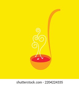 Tomato soup illustration on yellow background.