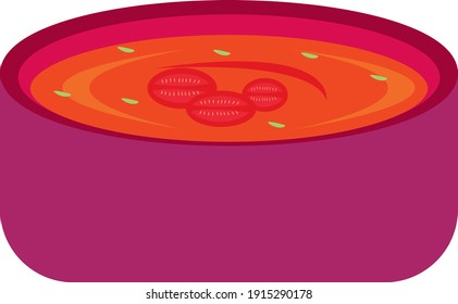Tomato soup, illustration, vector on a white background.