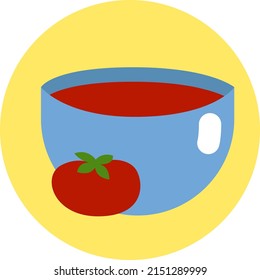 Tomato soup, illustration, vector on a white background.