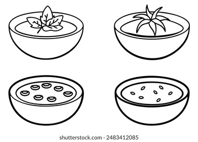 Tomato soups hand-sketched line art food illustration