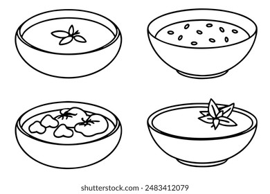 Tomato soups line art sketch minimalist food artwork