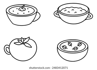 Tomato soups minimalist line art classic culinary elegance