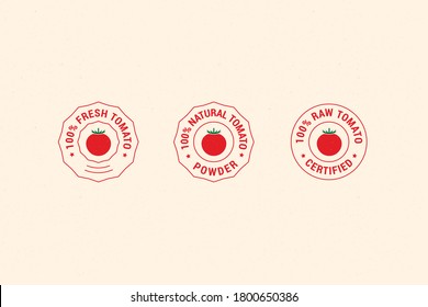 Tomato Stamp Design set. Circle form templates for tomato badge stamp