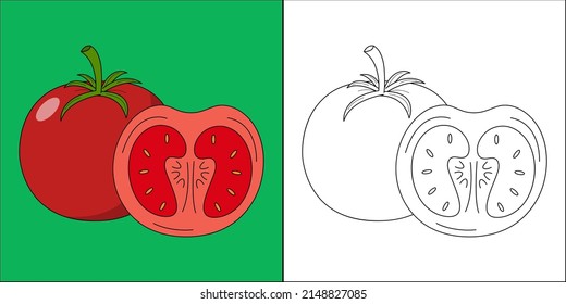 Tomato suitable for children's coloring page vector illustration