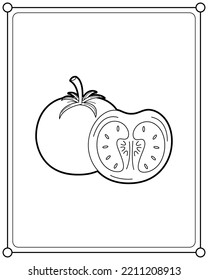 Tomato suitable for children's coloring page vector illustration