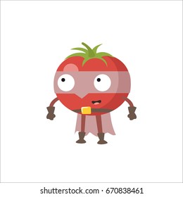 tomato superhero character isolated