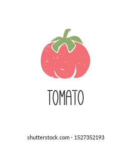 Tomato symbol isolated on transparent background. Filled icon. Colorful pictogram original design. Can be used for infographics, identity or decoration. Vector illustration