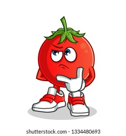 tomato thinking mascot vector cartoon illustration