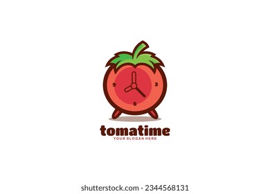 tomato time clock vector template logo design