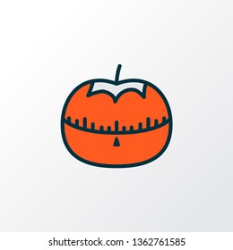 Tomato timer icon colored line symbol. Premium quality isolated scale element in trendy style.