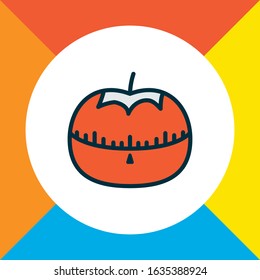 Tomato timer icon colored line symbol. Premium quality isolated scale element in trendy style.