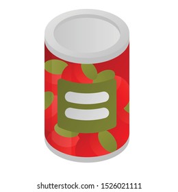 Tomato tin can icon. Isometric of tomato tin can vector icon for web design isolated on white background