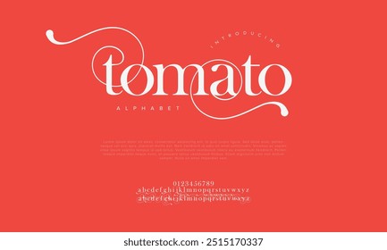 Tomate tipografia beleza moda elegante minimalista serif italic fontes decorativo casamento vintage retro logos. Logotipo de fonte de luxo mínimo alfabeto. Ilustração vetorial