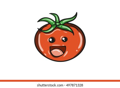 Tomato vector cartoon isolated on white background.Vector illustration.