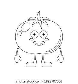 Tomato vector illustration cartoon isolated on white background. Cute tomato vector cartoon Coloring Page.