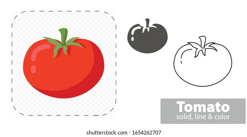 tomato vector illustration flat, solid, line icon