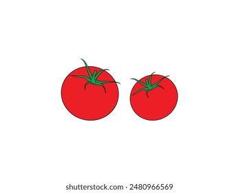 Ilustración vectorial de tomate. Verduras Frescas. Comida orgánica. Clipart realista de un tomate rojo entero aislado sobre fondo blanco. Estilo plano minimalista. Ingrediente saludable para recetas de hamburguesas y ensaladas.