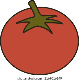 Ilustración vectorial de tomate. Icono de color del contorno de línea para la aplicación web. Un ingenio de estilo minimalista.