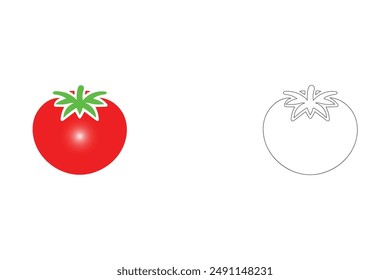 Ilustración vectorial de tomate en blanco 