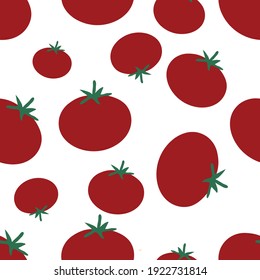 Tomato vector seamless pattern. Endless texture for kitchen wallpaper, textile, fabric, paper.Food background.Vegan, farm, natural
