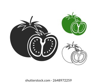Ilustración de la silueta del Vector del tomate aislada en el fondo blanco