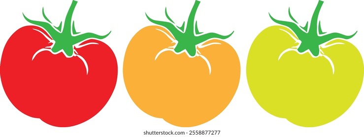 Tomato vegetable abstract black and colorful silhouette on white background vector illustration.