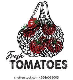 Tomato vegetable artwork for t shirt print. Summer food graphic. Vintage retro graphics. Red tomato vintage t-shirt design -Vector