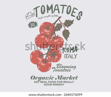 Tomato vegetable artwork for t shirt print, poster, sticker and other uses. Organic vegetable artwork.