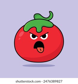 Tomaten Gemüse Cartoon Vektorillustration. Konzept von Gemüse mit niedlichen Ausdrücken. Flacher Cartoon-Stil