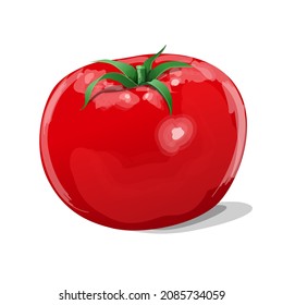 Tomato vegetable icon in cartoon style. Vegetarian, organic food. Vector Illustration. 