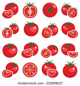 Coleção de ícones de vegetais de tomate - ilustração vetorial