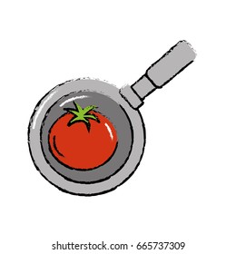 tomato vegetable inside skillet pan