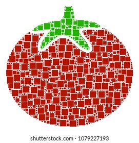 Tomato Vegetable mosaic icon of squares and circle particles in different sizes. Vector objects are united into tomato vegetable illustration design concept.