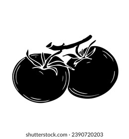 Silhouette de huertas de tomate. Gráficos vectoriales.