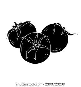 Tomato vegetable silhouette. Vector graphics.