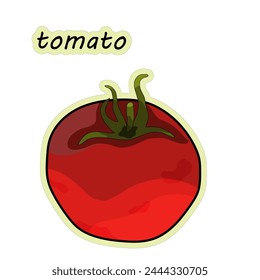 Tomato is a vegetable. Tomato sticker, hand drawn, vector illustration in doodle style