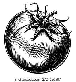 Desenho de vetor vegetal de tomate ilustração de estilo gravado isolado perfeito para esboços de alimentos design de produtos agrícolas e arte temática de produtos orgânicos