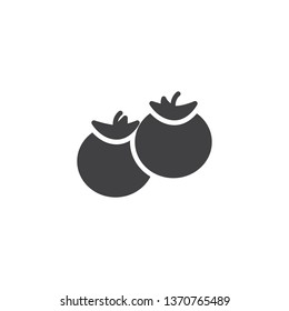 Tomato, vegetable vector icon. filled flat sign for mobile concept and web design. Two whole tomato glyph icon. Symbol, logo illustration. Pixel perfect vector graphics