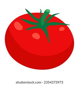 Tomato vegetable vector illustration in cartoon flat style isolated on white background. Healthy diet menu. 