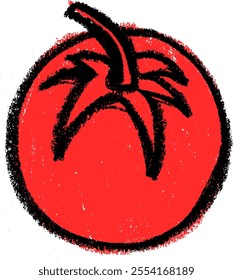 Tomato Vegetables Crayon Chalk Drawing Colorful Vector